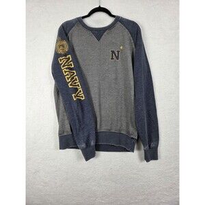 Navy Midshipmen Sweatshirt Mens Large Gray Blue NCAA Football Crewneck Pullover